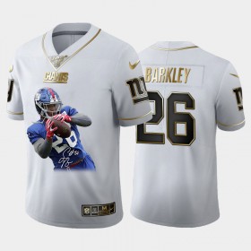 Camiseta Hombre NFL New York Giants Saquon Barkley 26 Golden Edition Special Signature Vapor Limited 100th Season